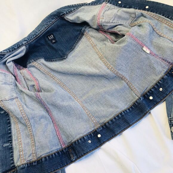 Gap Vintage Denim Jean Jacket Blue Women XS Youth Distressed Farm Hippy Festival - Picture 12 of 12